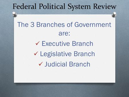 Federal Political System Review