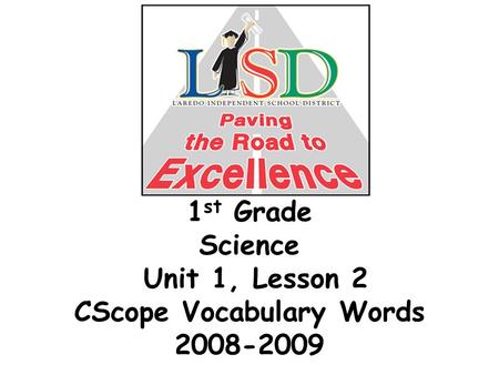 1 st Grade Science Unit 1, Lesson 2 CScope Vocabulary Words 2008-2009.