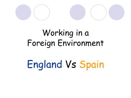 Working in a Foreign Environment England Vs Spain.