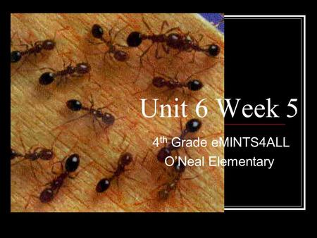 Unit 6 Week 5 4 th Grade eMINTS4ALL O’Neal Elementary.