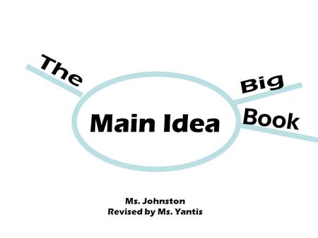 Main Idea Ms. Johnston Revised by Ms. Yantis. The important thing about main idea is we see it every day...