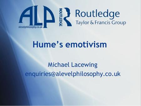 Hume’s emotivism Michael Lacewing