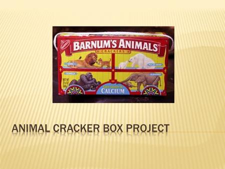  Your company has been selected to design a new animal cracker box.  Designs must be creative and eye catching, yet still meet the necessary requirements.