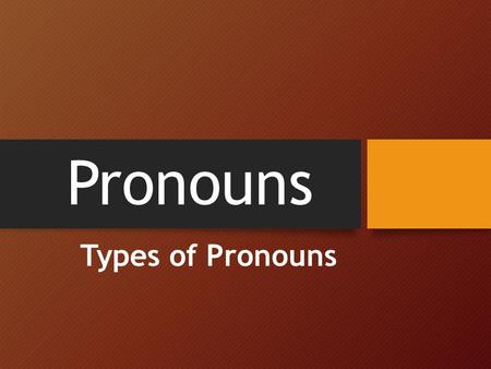Pronouns Types of Pronouns. Pronoun A word that takes the place of a noun.