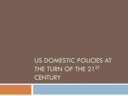 US DOMESTIC POLICIES AT THE TURN OF THE 21 ST CENTURY.