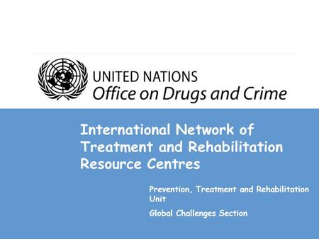 International Network of Treatment and Rehabilitation Resource Centres Prevention, Treatment and Rehabilitation Unit Global Challenges Section.