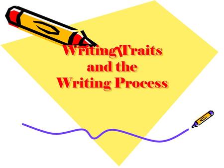 Writing Traits and the Writing Process. Writing Process Prewriting Drafting Sharing Revising Editing Finishing/ Publishing Writing Traits Ideal Organization.