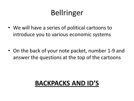 Bellringer BACKPACKS AND ID’S