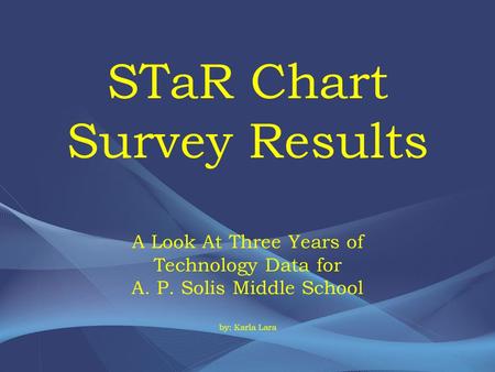 STaR Chart Survey Results A Look At Three Years of Technology Data for A. P. Solis Middle School by: Karla Lara.