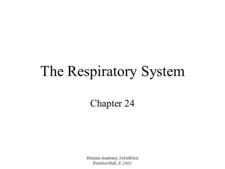Human Anatomy, 3rd edition Prentice Hall, © 2001 The Respiratory System Chapter 24.