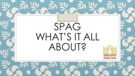 SPAG WHAT’S IT ALL ABOUT?. What is SPaG? ◦ Spelling ◦ Punctuation ◦ And ◦ Grammar.