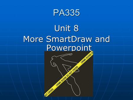 PA335 Unit 8 More SmartDraw and Powerpoint. Google maps (Google.com, Maps link, type in address)