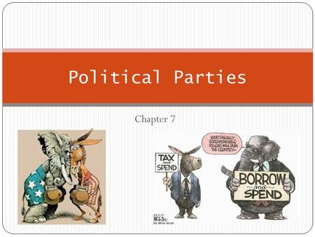 Chapter 7 Political Parties. The Meaning of Party Political Party: A “team of men [and women] seeking to control the governing apparatus by gaining office.