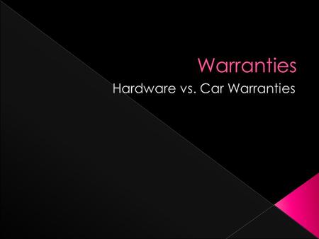  When you make a major purchase, the manufacturer or seller makes an important promise to stand behind the product. It's called a warranty  Must be.