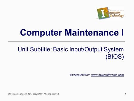 Computer Maintenance I