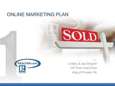 ONLINE MARKETING PLAN For : Lindsey & Jay Strippoli 127 Pine Crest Drive King of Prussia, PA.