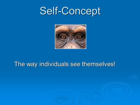 Self-Concept The way individuals see themselves!.