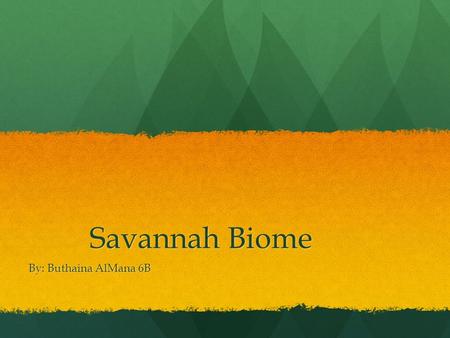 Savannah Biome By: Buthaina AlMana 6B.