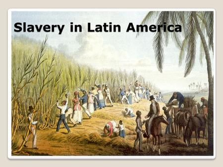 Slavery in Latin America. Spanish & Portuguese settlers moved to newly conquered lands to mine for gold & silver and grow sugarcane. The European diseases.