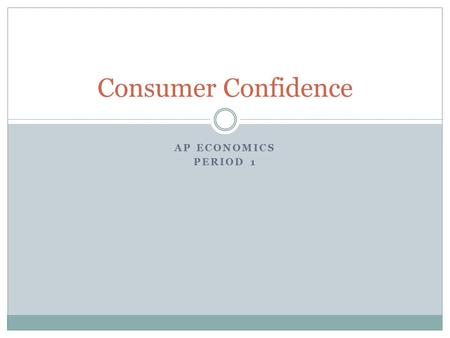 AP ECONOMICS PERIOD 1 Consumer Confidence. What is Consumer Confidence? The US Consumer Confidence Index (CCI) is defined as the degree of optimism on.