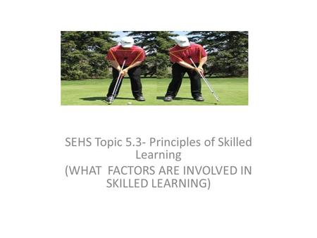 SEHS Topic 5.3- Principles of Skilled Learning