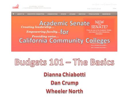 Budgets 101 – The Basics What is a budget? What is the faculty role in budgeting? What mandates a budget and the budget form? State and Local Budgets.