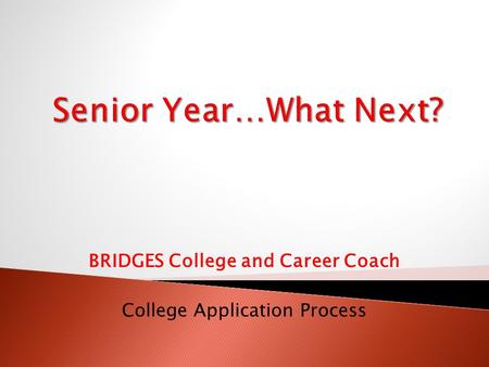 BRIDGES College and Career Coach College Application Process.
