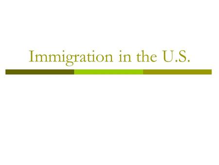Immigration in the U.S.. I. Waves of Immigration  Colonial Immigration: 1600s - 1700s  “Old” Immigration: 1787-1850  “New” Immigration: 1850-1924.
