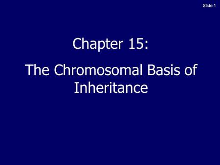 Slide 1 Chapter 15: The Chromosomal Basis of Inheritance.