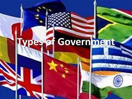 Types of Government. What is Government? Set up to protect their community and to enforce its rules. What is the role of government? The role of government.