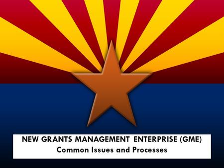 NEW GRANTS MANAGEMENT ENTERPRISE (GME) Common Issues and Processes.