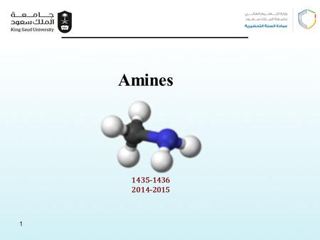 1 1 1435-1436 2014-2015 Amines. 2 Learning Objectives Chapter ten discusses the following topics and by the end of this chapter the students will:  Know.