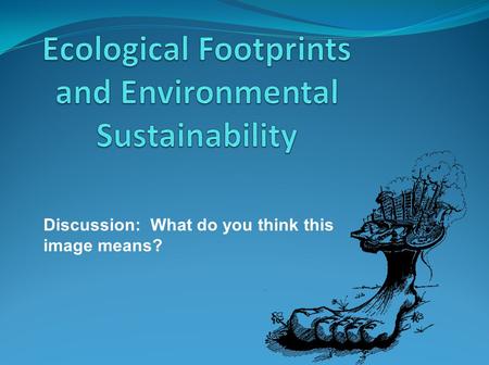 Discussion: What do you think this image means?. What is an ecological footprint?