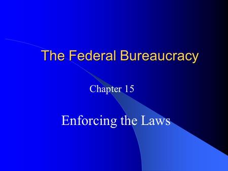 The Federal Bureaucracy Chapter 15 Enforcing the Laws.