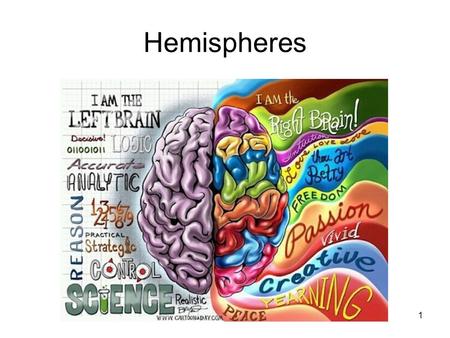 Hemispheres 1. 2 Switching Dominance 3 Fun with your Hemispheres Rotate your dominant hand in one direction while at the same time rotating the opposite.