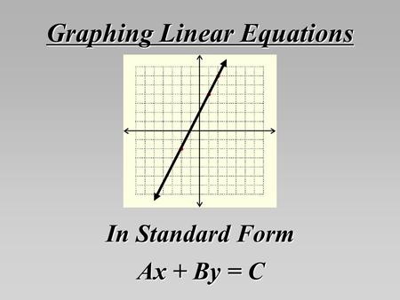 Graphing Linear Equations In Standard Form Ax + By = C.
