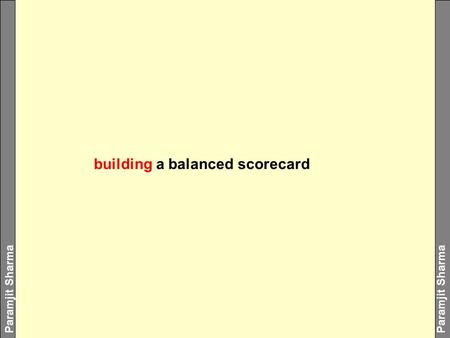 Paramjit Sharma building a balanced scorecard. Paramjit Sharma Imagine an excellent scorecard built by a staff executive or middle management without.