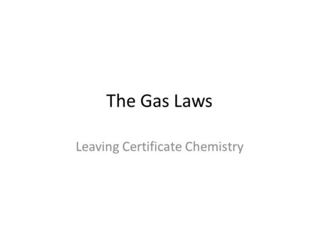 Leaving Certificate Chemistry