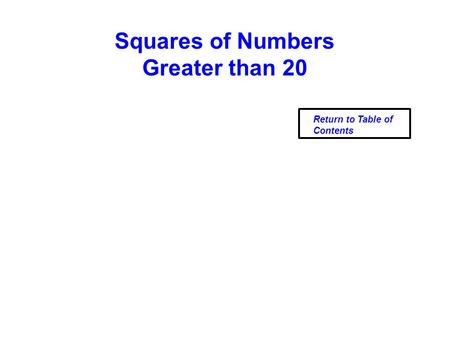 Squares of Numbers Greater than 20 Return to Table of Contents.