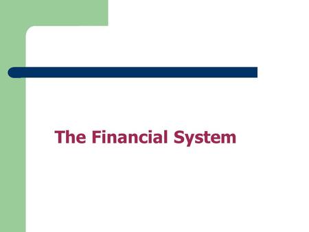 The Financial System. Introduction Money – Medium of exchange – Allows specialisation in production – Solves the divisibility problem, i.e. where medium.