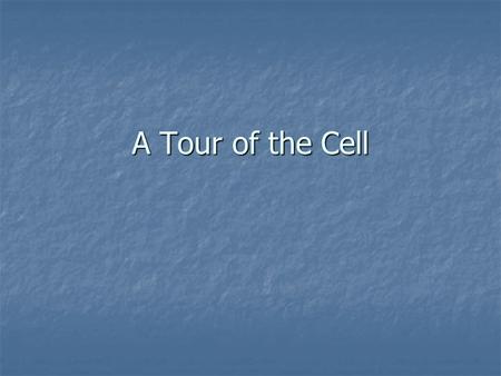 A Tour of the Cell. Overview: The Cell Cell: the basic unit of all living organisms Cell: the basic unit of all living organisms 2 types: 2 types: Prokaryotic.