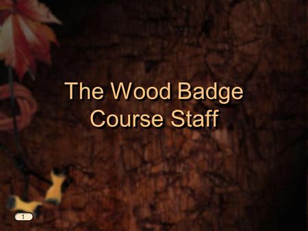 The Wood Badge Course Staff 1. Required Staff Positions Course Director Course Director Assistant Scoutmaster—Program Assistant Scoutmaster—Program Assistant.
