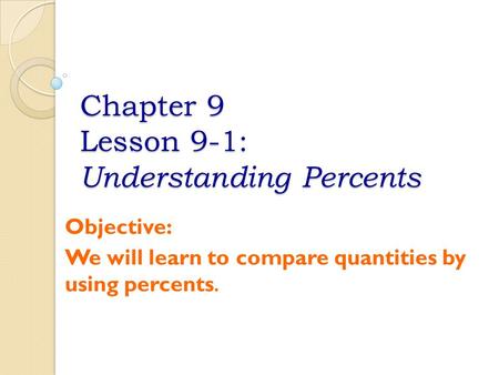 Chapter 9 Lesson 9-1: Understanding Percents