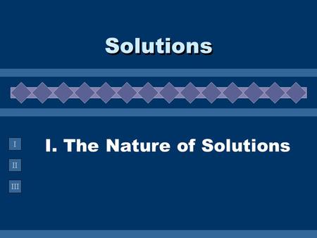 I. The Nature of Solutions