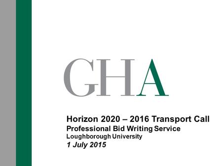 Horizon 2020 – 2016 Transport Call