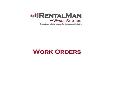 1 Work Orders. 2 Generating a Work Order There are two methods to generating a Work Order in the WYNNE STSTEM. First method: Option 11 – 12 – 13 * Open.