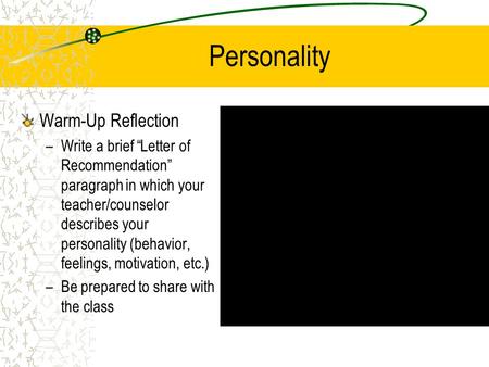 Personality Warm-Up Reflection