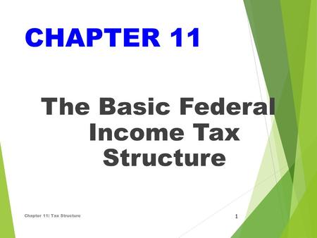 CHAPTER 11 The Basic Federal Income Tax Structure Chapter 11: Tax Structure 1.