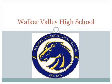 Walker Valley High School. MARCH 18, 2013 Parent Meeting Class of 2015.