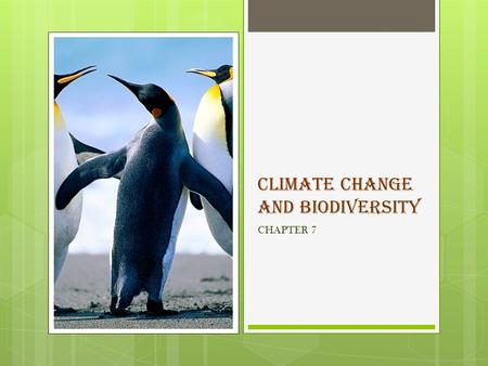 CLIMATE CHANGE and BIODIVERSITY CHAPTER 7. What is climate change? Climate change is usually defined as the “average weather” in a place. It includes.
